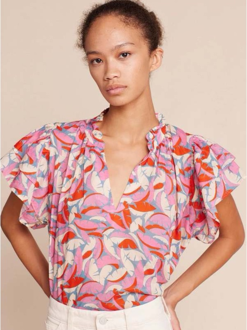 TROVATA Birds of Paradise Clover Blouse Size Large - perfect condition